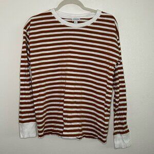 Jcrew burnt orange striped long sleeve shirt